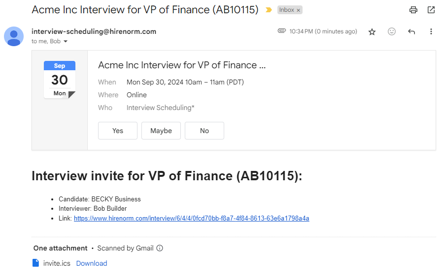 Interview email